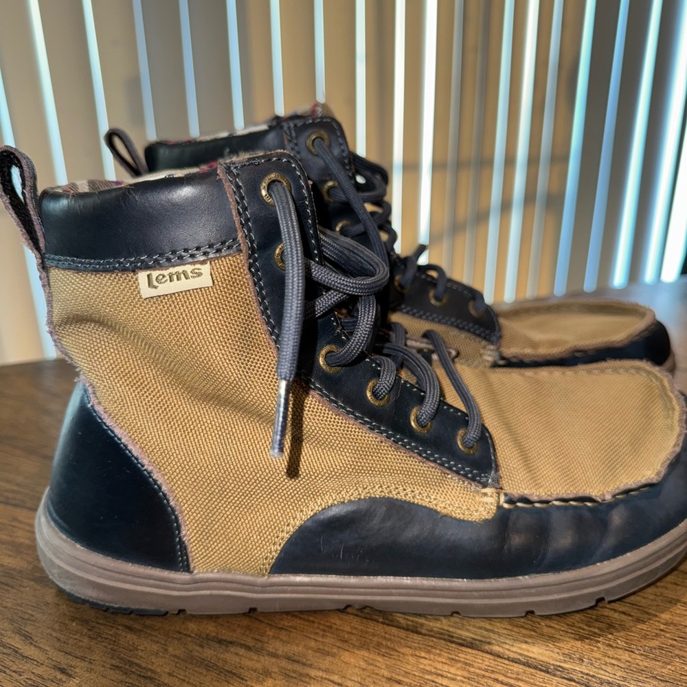 Lems Tan and Black Boulder High-Top Boots